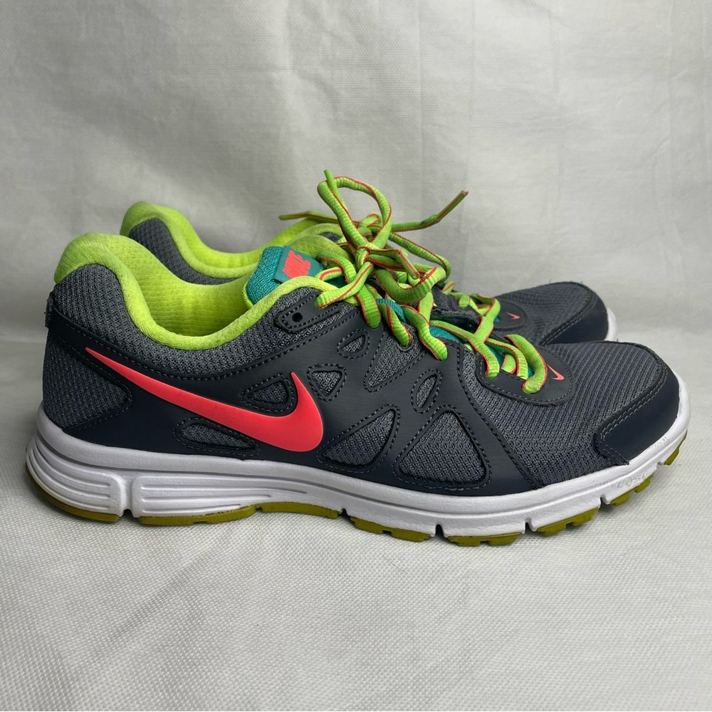 Nike Revolution 2 Running Shoes Womens US Size 9.5 EU 41 Grey Hyper Punch Neon - Picture 6 of 13
